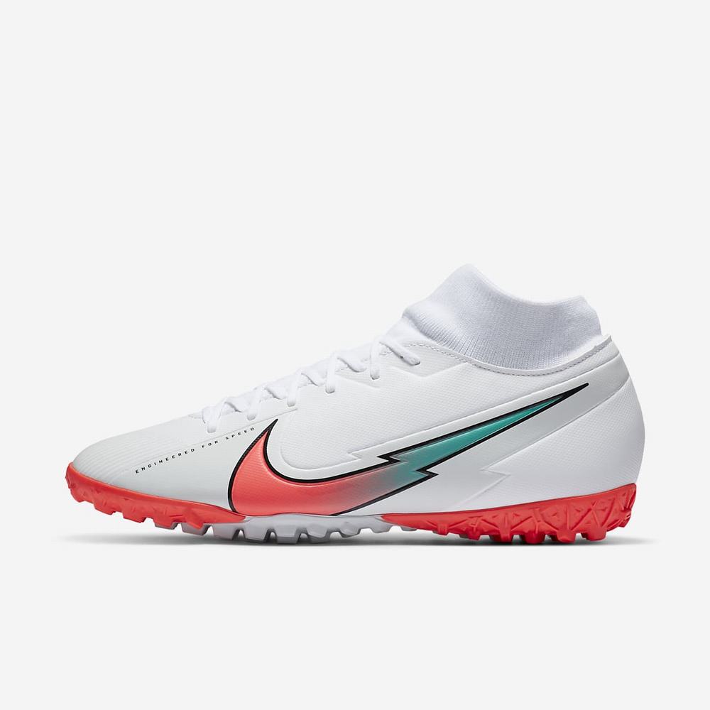 Chaussure De Foot Nike Mercurial Superfly 7 Academy TF Blanche 3427-186 White/Photon Dust/Hyper Jade/Flash Crimson Femme | XEV-17128091